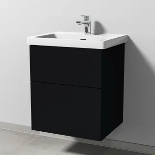 Sanipa 3way Waschtischunterbau zu Villeroy & Boch Subway 3.0 Waschtisch mit 2 Auszügen, Schwarz-Matt SF85208