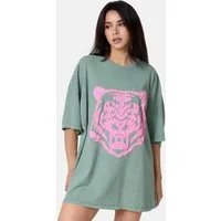 Worldclassca Print-Shirt Worldclassca Oversized Animal Print T-Shirt lang Sommer Tee Oberteil
