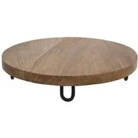 Meinposten Dekoschale Dekobrett Holz Mangoholz Holzbrett Brett Mango Teller mit Füßen Ø 30 (1 St), Rundes Holzbrett aus Mangoholz mit 4 kleinen Füßen aus Metall