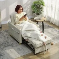 HOMCOM Schlafsofa Breiter Sitzfläche, Umwandelbarer Sessel mit Bettfunktion 1 Teile, 3-in-1 Sessel, verstellbare Rückenlehne, Mais-Samtoptik