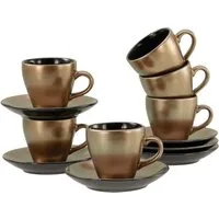 CreaTable Espressotasse Golden Days Schwarz, Espressoset, 12-tlg., 12-tlg., Steinzeug, Goldfarbene Spezialglasur
