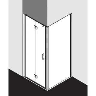 Kermi Liga Pendel-Falttür für Seitenwand LI2SL085181AK 85x185cm, silber mattglanz, ESG klar, links, auf Duschwanne