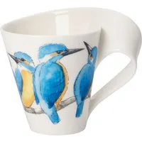 Villeroy & Boch Becher New Wave Caffe Becher mit Henkel Eisvogel, Premium Porcelain