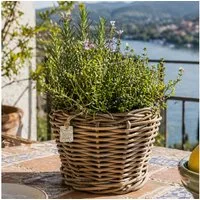 Van der Leeden Blumentopf 27x22cm Rattan Sylter Korb Drypot 4,5L (Stück, 1 St., Packung), Indoor & Outdoor, Rattan, 4,5 L, Naturprodukt, incl. Kunststoffeimer
