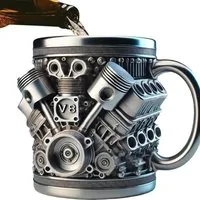 FELIXLEO Becher Edelstahlbecher V8 Design 295 ml für Auto Fans Geschenk, 1-tlg.