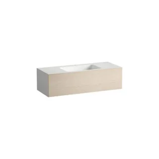 Laufen FOLIO Waschplatz H580FO55241111 1254x500x350 mm, mit Armaturenbank, mit einem Hahnloch, mittig, ohne Überlauf, Eiche gebürstet