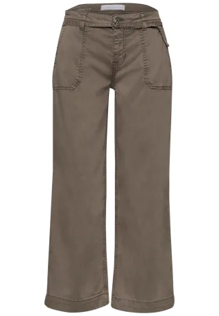 Street One - 7/8 Wide Leg Jeans mit Gürteldetail brown wash - Gr. - 7