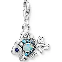 THOMAS SABO Charm-Einhänger Fisch mit blauen Steinen, mit Glas-Keramik Stein