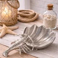 MF Dekoschale Maritano Hummer Schale Aluminium Silber Dekoschale Muschel (1 St)