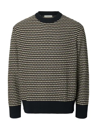 selected men - SLMDARRELL LS STRUCTURE CREW NECK Sky Captain - Gr. - M