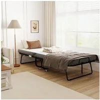 HOMCOM Gästebett Klappbett 90x200 cm mit 10cm Dicker Schaumstoff Einzelbett (Reisebett, 1-St., Feldbett mit Stahlrahmen) mit Rollen bis 150 kg belastbar