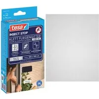 tesa Insektenschutz-Fensterrahmen Klett Fliegengitter Premium für Fenster, Insektenschutz, ohne bohren, (Komplett-Set, 1-St., zuschneidbar, selbstklebend - 100 cm x 100 cm - Anthrazit), Mückenschutz mit starkem Klettband, rückstandsfrei entfernbar