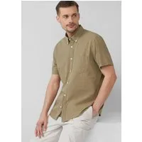 s.Oliver Kurzarmhemd Hemd Regular Fit: Kurzarmhemd mit Struktur-Streifen und Button-Down-Kragen