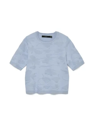 VERO MODA - VMVISTA 2/4 O-NECK PULLOVER BOO Brunnera Blue - Gr. - L