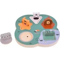 Small Foot Steckspielzeug Steckpuzzle Safari Tierlaute 3D, mit Geräuschfunktion