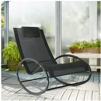 Outsunny Gartenliege Liegestuhl, Relaxliege, bis 120kg, Schaukelliege, 1 St., Schwungliege, für Wohnzimmer, Schwarz