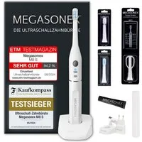 Megasonex Ultraschallzahnbürste M8 S, Aufsteckbürsten: 2 St., Mit 1,6MHz Ultraschall, 2 Schallvibrations-Modi & innovativem Zubehör