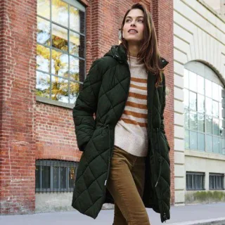 Steppmantel mit geraffter Taille für Damen, Damen, size: regular, Grün, by Lands' End