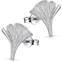 Materia Paar Ohrstecker Ginkgo / Ginkgoblatt SO-35, aus 925 Sterling Silber, rhodiniert