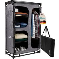 Skandika Campingschrank Ruoka, Hochschrank, Campingküche, Stecksystem ohne Werkzeug (Organizer-Taschen, Reißverschluss-Zughilfen, belastbar bis 50 kg) 4 Fächer mit Einlegeböden, Kleiderstange, Tragetasche, Kleiderstange
