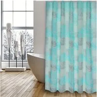 MSV Duschvorhang Cotexsa HUELLAS Breite 180 cm, Textil-Duschvorhang, Made in Spain, 100% Polyester, wasserundurchlässig, Anti-Schimmel-Effekt, Anti-Bakteriell beschichtet, waschbar 30°, 180 x 200 cm, Farbe blau türkis