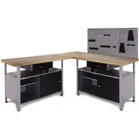 ONDIS24 Werkstatt-Set Ecklösung »One«, (3-tlg), Arbeitshöhe 85 cm - Buchen Arbeitsplatte 27 mm stark