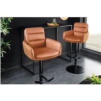 riess-ambiente Barhocker BIG GEORGE cognac - Echtleder, 360° drehbar, Metall-Fuß, mit Armlehne (Einzelartikel, 1 St), höhenverstellbar, mit Autoreturn & Fußablage – ideal für Deinen Tresen