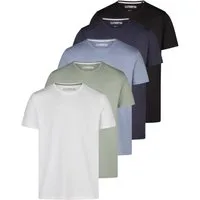 riverso T-Shirt Herren Basicshirt RIVDean 5er Set Pack Regular Fit (Vorteilspack, 5-tlg) Kurzarm Tee Shirt mit Rundhalsausschnitt aus 100% Baumwolle