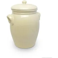KERAZO Fermentationsglas 5L Rumtopf Einlegetopf Keramiktopf Mehrzwecktopf aus Steinzeug, beige, Keramik, Keramiktopf mit Henkel und Deckel