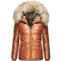 Navahoo Winterjacke Tikunaa warm gefütterte Damen Steppjacke mit Kunstfellkapuze
