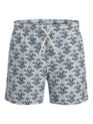JACK&JONES - JPSTMAUI SHELL AOP SWIM SHORTS JNR Bright White - Gr. - 176