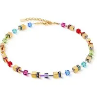 COEUR DE LION Collier Schmuck Edelstahl GeoCUBE® Iconic Metallic Rainbow Würfelkette, Made in Germany - mit Hämatit, Swarovski® Kristall, Strassstein