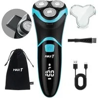 MAX-T Elektrorasierer Elektrischer Rasierer Wet & Dry, mit LED-Reisesicherung, mit ausklappbarem Präzisionstrimmer
