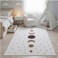 SIMPEX24 Teppich Boho Mondphasen, Rechteckig, Höhe: 8 mm, Teppich Kinderzimmer