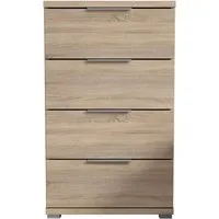 Schlafkontor Nachtkommode Smilla Nachttisch, Nachtkonsole mit Schubkästen, Korpus melaminbeschichtet, silberfarbige oder schwarze Griffe