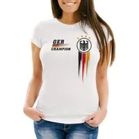 MoonWorks Print-Shirt EM Shirt Damen Deutschland Fußball Fanshirt Champion Germany mit Print