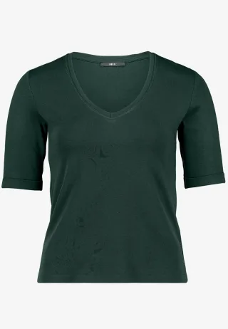 zero - Basic-T-Shirt mit V-Ausschnitt green forest - Gr. - 34