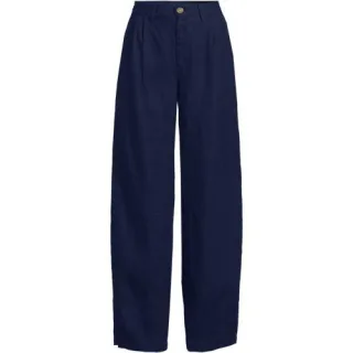 Premium Reinleinen-Barrelhose mit Bundfalten, Damen,  Blau, Leinen, by Lands' End