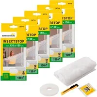SCHELLENBERG Fliegengitter-Gewebe für Fenster ohne bohren, (Set, 5-St), Insektenschutz inkl. Befestigungsband, 130 x 150 cm, anthrazit, weiß