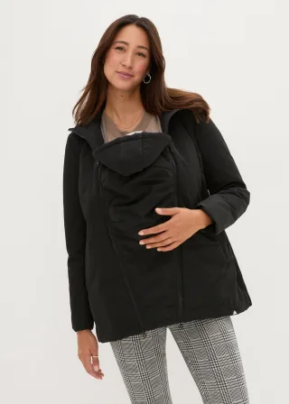 bonprix Leicht wattierte 3-in-1 Umstandsfunktionsjacke mit Trageeinsatz, schwarz, Gr.36, Wetterfeste Jacke für die Schwangerschaft und danach
