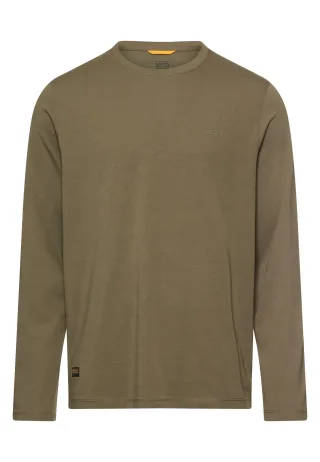 camel active - fleXXXactive® Langarmshirt mit Rundhalsausschnitt deep olive - Gr. - XL