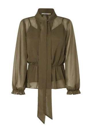 pepe jeans london - Halbtransparente Chiffonbluse grün - Gr. - S