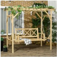 Outsunny Hollywoodschaukel Schaukebank, Wetterbeständige, 2-Sitzer, mit Pergola, Schaukel, 1 tlg., Gartenschaukel, für Garten, Balkon, Naturholz
