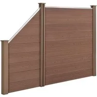 neu.holz Gartenzaun, (mit Pfosten), »Utrera« Lamellenzaun mit Schräge WPC Sichtschutz 183x277cm Braun