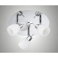 TRANGO LED Deckenstrahler, 3-flammig 1006-38G LED Deckenstrahler ISLA Deckenleuchte mit Glaslampenschirm in Chrom-Optik Rondell, Deckenspots inkl. 3x 3.5 Watt G9 LED Leuchtmittel, Spots schwenkbar & drehbar Deckenlampe