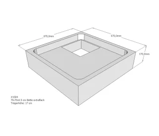 Neuesbad Wannenträger für Bette extraflach 70x70x6,5 SD21153