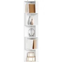 Woltu Bücherregal, weiß, Eckregal stehend, Regal Ecke, mit 5 offenen Fächern