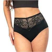 Donna Taillenslip 243 (2-St) Damen 2er Pack Taillen Slips Unterhosen florale Spitze Baumwolle