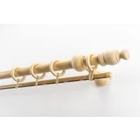 GARESA Gardinenstange NOVA, Ø 28 mm, 2-läufig, Wunschmaßlänge, mit Bohren, verschraubt, Holzwerkstoff, Vorhanggarnitur Holz, verlängerbar, Wandmont.,mit Ringe/2 Lauf Gleiter