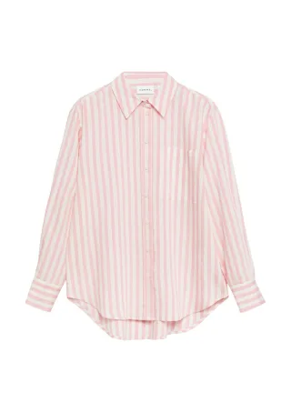 comma - Gestreifte Hemdbluse pink/weiß - Gr. - 38